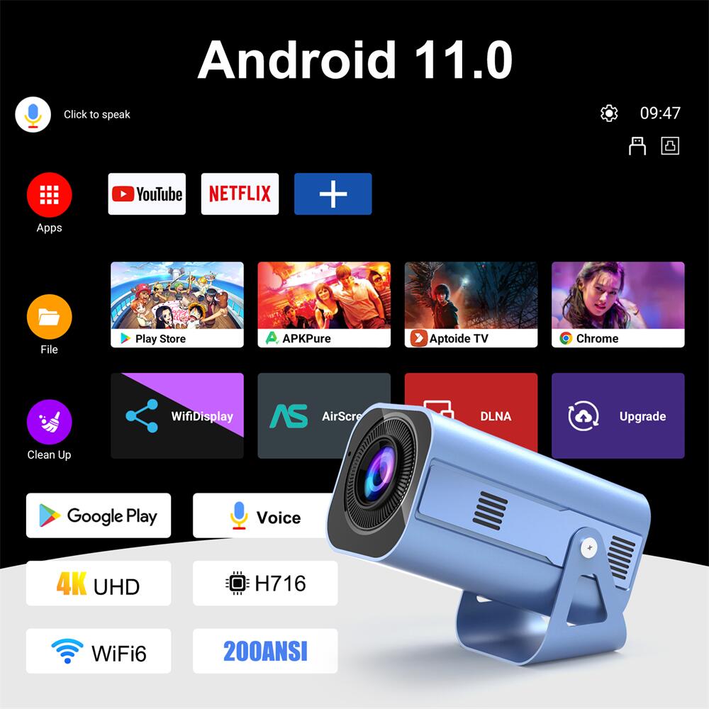 H96Max B11 Allwinner H716 android Projector: Customized Entertainment Icons